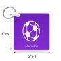 מחזיק מפתחות בצורת ריבוע בעיצוב אישי עם השם שלך בעיצוב כדורגל כדור כדורגל גודל המחזיק 5 × 5 ס"מ