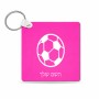 מחזיק מפתחות בצורת ריבוע בעיצוב אישי עם השם שלך בעיצוב כדורגל כדור כדורגל גודל המחזיק 5 × 5 ס"מ
