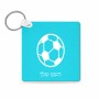 מחזיק מפתחות בצורת ריבוע בעיצוב אישי עם השם שלך בעיצוב כדורגל כדור כדורגל גודל המחזיק 5 × 5 ס"מ