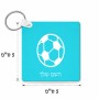 מחזיק מפתחות בצורת ריבוע בעיצוב אישי עם השם שלך בעיצוב כדורגל כדור כדורגל גודל המחזיק 5 × 5 ס"מ