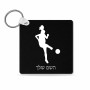 מחזיק מפתחות בצורת ריבוע בעיצוב אישי עם השם שלך בעיצוב שחקנית כדורגל - אישה גודל המחזיק 5 × 5 ס"מ