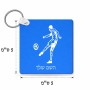 מחזיק מפתחות בצורת ריבוע בעיצוב אישי עם השם שלך בעיצוב שחקן כדורגל גודל המחזיק 5 × 5 ס"מ