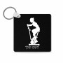 מחזיק מפתחות בצורת ריבוע בעיצוב אישי עם השם שלך בעיצוב אימון ספינינג - אישה גודל המחזיק 5 × 5 ס"מ