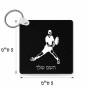 מחזיק מפתחות בצורת ריבוע בעיצוב אישי עם השם שלך בעיצוב שחקן טניס גודל המחזיק 5 × 5 ס"מ