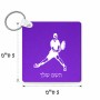 מחזיק מפתחות בצורת ריבוע בעיצוב אישי עם השם שלך בעיצוב שחקן טניס גודל המחזיק 5 × 5 ס"מ