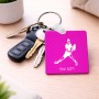מחזיק מפתחות בצורת ריבוע בעיצוב אישי עם השם שלך בעיצוב שחקן טניס גודל המחזיק 5 × 5 ס"מ