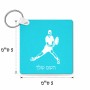 מחזיק מפתחות בצורת ריבוע בעיצוב אישי עם השם שלך בעיצוב שחקן טניס גודל המחזיק 5 × 5 ס"מ