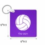 מחזיק מפתחות בצורת ריבוע בעיצוב אישי עם השם שלך בעיצוב כדור כדורעף גודל המחזיק 5 × 5 ס"מ