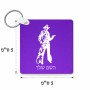 מחזיק מפתחות בצורת ריבוע בעיצוב אישי עם השם שלך בעיצוב קאובוי המערב הפרוע גודל המחזיק 5 × 5 ס"מ