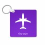 מחזיק מפתחות בצורת ריבוע בעיצוב אישי עם השם שלך בעיצוב טייס - טייס גודל המחזיק 5 × 5 ס"מ