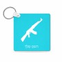 מחזיק מפתחות בצורת ריבוע בעיצוב אישי עם השם שלך בעיצוב אק 47 גודל המחזיק 5 × 5 ס"מ