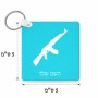מחזיק מפתחות בצורת ריבוע בעיצוב אישי עם השם שלך בעיצוב אק 47 גודל המחזיק 5 × 5 ס"מ