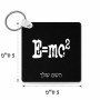 מחזיק מפתחות בצורת ריבוע בעיצוב אישי עם השם שלך בעיצוב נוסחת אלברט איינשטיין גודל המחזיק 5 × 5 ס"מ