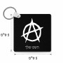 מחזיק מפתחות בצורת ריבוע בעיצוב אישי עם השם שלך בעיצוב אנרכיה גודל המחזיק 5 × 5 ס"מ