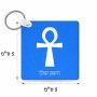 מחזיק מפתחות בצורת ריבוע בעיצוב אישי עם השם שלך בעיצוב אנק - מפתח החיים המצרי גודל המחזיק 5 × 5 ס"מ