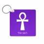 מחזיק מפתחות בצורת ריבוע בעיצוב אישי עם השם שלך בעיצוב אנק - מפתח החיים המצרי גודל המחזיק 5 × 5 ס"מ