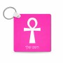 מחזיק מפתחות בצורת ריבוע בעיצוב אישי עם השם שלך בעיצוב אנק - מפתח החיים המצרי גודל המחזיק 5 × 5 ס"מ