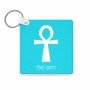 מחזיק מפתחות בצורת ריבוע בעיצוב אישי עם השם שלך בעיצוב אנק - מפתח החיים המצרי גודל המחזיק 5 × 5 ס"מ