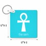 מחזיק מפתחות בצורת ריבוע בעיצוב אישי עם השם שלך בעיצוב אנק - מפתח החיים המצרי גודל המחזיק 5 × 5 ס"מ