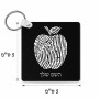 מחזיק מפתחות בצורת ריבוע בעיצוב אישי עם השם שלך בעיצוב הדפס תפוח גודל המחזיק 5 × 5 ס"מ
