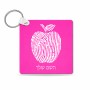 מחזיק מפתחות בצורת ריבוע בעיצוב אישי עם השם שלך בעיצוב הדפס תפוח גודל המחזיק 5 × 5 ס"מ