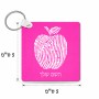 מחזיק מפתחות בצורת ריבוע בעיצוב אישי עם השם שלך בעיצוב הדפס תפוח גודל המחזיק 5 × 5 ס"מ