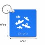 מחזיק מפתחות בצורת ריבוע בעיצוב אישי עם השם שלך בעיצוב עטלפים גודל המחזיק 5 × 5 ס"מ