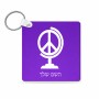 מחזיק מפתחות בצורת ריבוע בעיצוב אישי עם השם שלך בעיצוב גלובוסי שלום גודל המחזיק 5 × 5 ס"מ