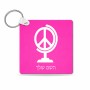 מחזיק מפתחות בצורת ריבוע בעיצוב אישי עם השם שלך בעיצוב גלובוסי שלום גודל המחזיק 5 × 5 ס"מ
