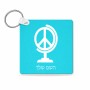 מחזיק מפתחות בצורת ריבוע בעיצוב אישי עם השם שלך בעיצוב גלובוסי שלום גודל המחזיק 5 × 5 ס"מ