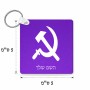 מחזיק מפתחות בצורת ריבוע בעיצוב אישי עם השם שלך בעיצוב פטיש ומגל גודל המחזיק 5 × 5 ס"מ