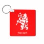 מחזיק מפתחות בצורת ריבוע בעיצוב אישי עם השם שלך בעיצוב אריה גודל המחזיק 5 × 5 ס"מ