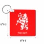 מחזיק מפתחות בצורת ריבוע בעיצוב אישי עם השם שלך בעיצוב אריה גודל המחזיק 5 × 5 ס"מ