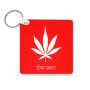 מחזיק מפתחות בצורת ריבוע בעיצוב אישי עם השם שלך בעיצוב עלה מריחואנה - גראס גודל המחזיק 5 × 5 ס"מ