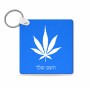 מחזיק מפתחות בצורת ריבוע בעיצוב אישי עם השם שלך בעיצוב עלה מריחואנה - גראס גודל המחזיק 5 × 5 ס"מ