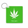 מחזיק מפתחות בצורת ריבוע בעיצוב אישי עם השם שלך בעיצוב עלה מריחואנה - גראס גודל המחזיק 5 × 5 ס"מ