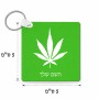 מחזיק מפתחות בצורת ריבוע בעיצוב אישי עם השם שלך בעיצוב עלה מריחואנה - גראס גודל המחזיק 5 × 5 ס"מ