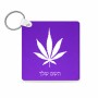 מחזיק מפתחות בצורת ריבוע בעיצוב אישי עם השם שלך בעיצוב עלה מריחואנה - גראס גודל המחזיק 5 × 5 ס"מ