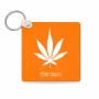 מחזיק מפתחות בצורת ריבוע בעיצוב אישי עם השם שלך בעיצוב עלה מריחואנה - גראס גודל המחזיק 5 × 5 ס"מ