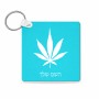 מחזיק מפתחות בצורת ריבוע בעיצוב אישי עם השם שלך בעיצוב עלה מריחואנה - גראס גודל המחזיק 5 × 5 ס"מ