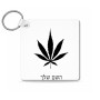 מחזיק מפתחות בצורת ריבוע בעיצוב אישי עם השם שלך בעיצוב עלה מריחואנה - גראס גודל המחזיק 5 × 5 ס"מ