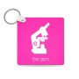 מחזיק מפתחות בצורת ריבוע בעיצוב אישי עם השם שלך בעיצוב מיקרוסקופ גודל המחזיק 5 × 5 ס"מ