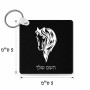 מחזיק מפתחות בצורת ריבוע בעיצוב אישי עם השם שלך בעיצוב ראש סוס גודל המחזיק 5 × 5 ס"מ