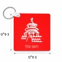 מחזיק מפתחות בצורת ריבוע בעיצוב אישי עם השם שלך בעיצוב פגודה - יפן גודל המחזיק 5 × 5 ס"מ