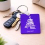 מחזיק מפתחות בצורת ריבוע בעיצוב אישי עם השם שלך בעיצוב פגודה - יפן גודל המחזיק 5 × 5 ס"מ