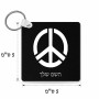 מחזיק מפתחות בצורת ריבוע בעיצוב אישי עם השם שלך בעיצוב סמל השלום גודל המחזיק 5 × 5 ס"מ