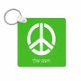 מחזיק מפתחות בצורת ריבוע בעיצוב אישי עם השם שלך בעיצוב סמל השלום גודל המחזיק 5 × 5 ס"מ