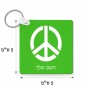 מחזיק מפתחות בצורת ריבוע בעיצוב אישי עם השם שלך בעיצוב סמל השלום גודל המחזיק 5 × 5 ס"מ