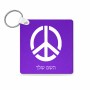 מחזיק מפתחות בצורת ריבוע בעיצוב אישי עם השם שלך בעיצוב סמל השלום גודל המחזיק 5 × 5 ס"מ