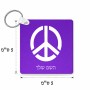 מחזיק מפתחות בצורת ריבוע בעיצוב אישי עם השם שלך בעיצוב סמל השלום גודל המחזיק 5 × 5 ס"מ